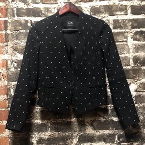 Armani Exchange Printed Black One Button Blazer 0